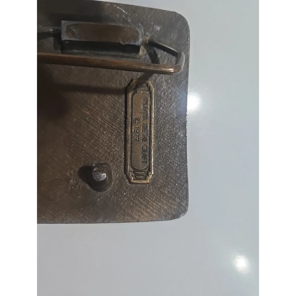 Vintage Indiana Metal Craft Running‎ Jumping Buck Deer Belt Buckle 1977